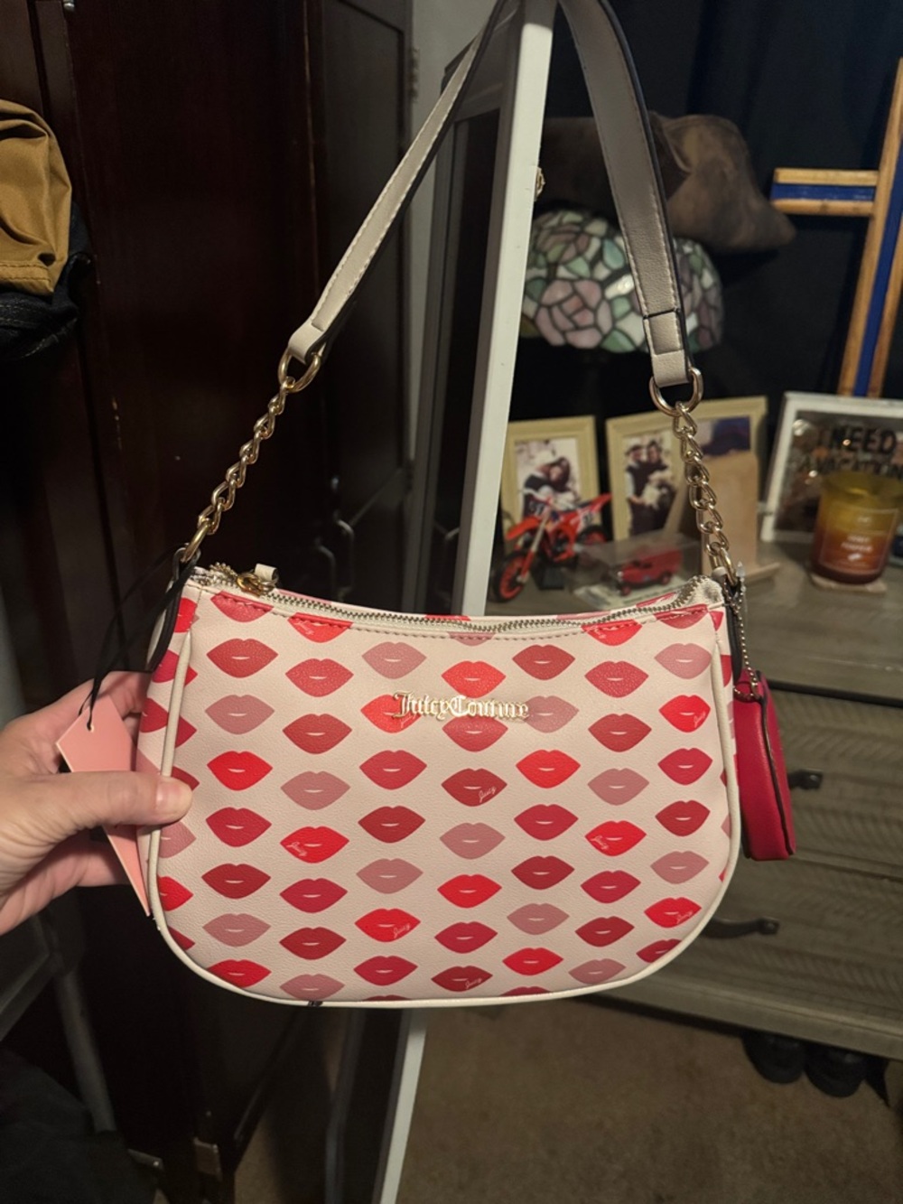 Juicy Couture Lip Print Shoulder Bag in Pink and Red